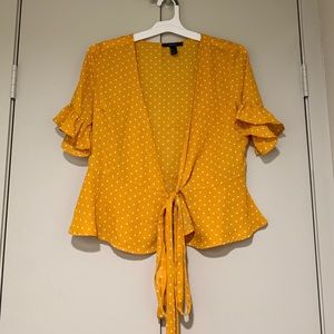 Yellow polka dotted blouse!